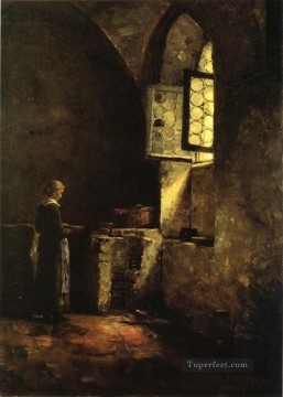  antigua Pintura - Un rincón en la antigua cocina del claustro de Mittenheim El impresionista Theodore Clement Steele